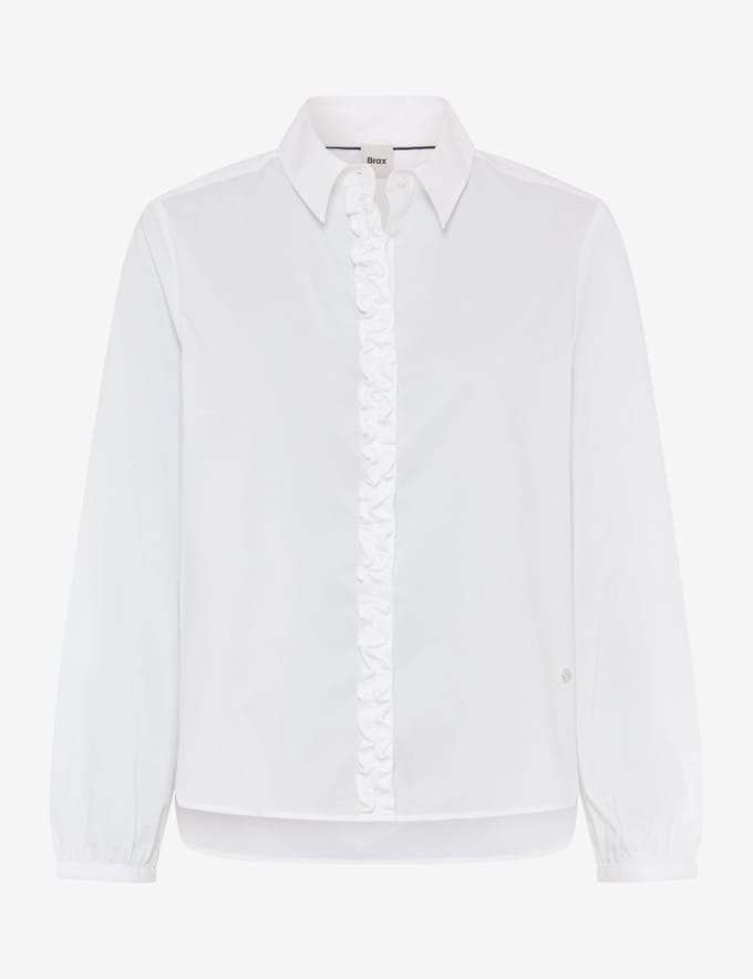 Brax Dames Blouse  Style VIC FRILL white, wit, maat 38