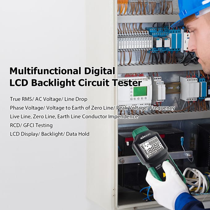 KKmoon MY5908 Digitale LCD Backlight Circuit Analyzer True RMS Wisselspanning RCD GFCI Elektrische tester US Plug