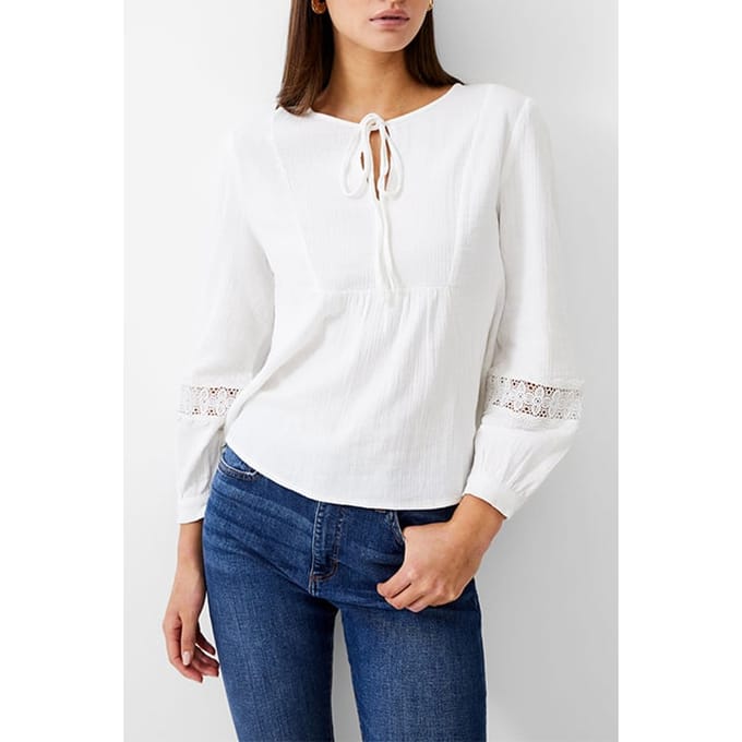 French Connection Boho Cheesecloth L/s Top White Taglia: 6 | Magliette intime Outlet | Donna | Bianco