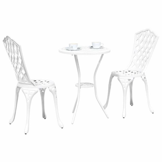 vidaXL - Tuin - Bistro - Set - 3 - st - Wit - Aluminium