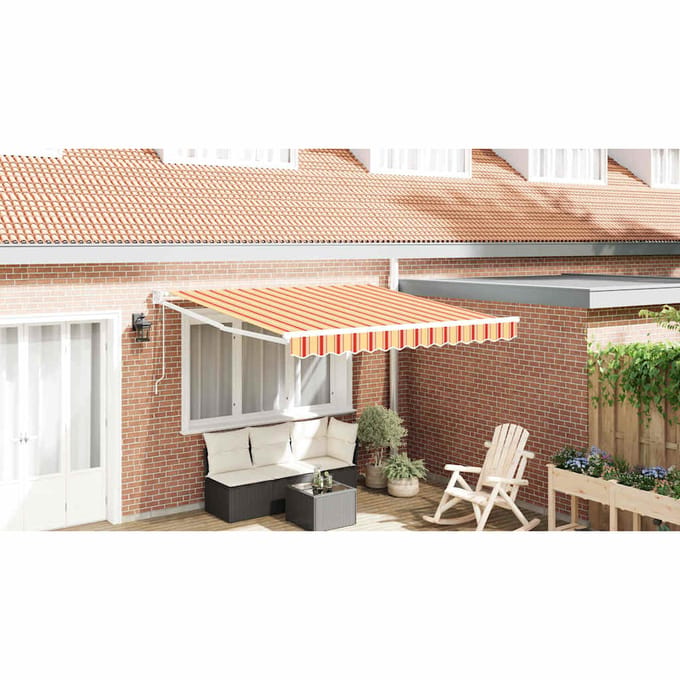 vidaXL - Uitschuifbare - luifel - Geel - en - Oranje - 350 - x - 250 - x - 165 - cm
