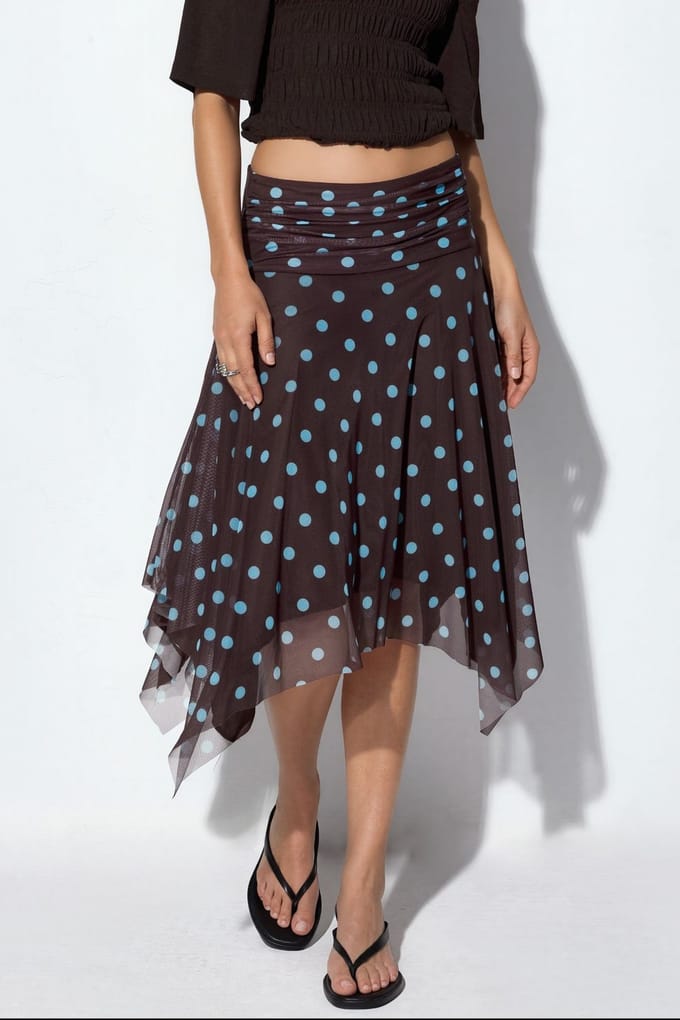 Hoge Taille Polkadot Midi A-Lijn Rok