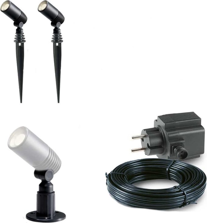 2x LED grond spot - 12V - 2 watt - complete set
