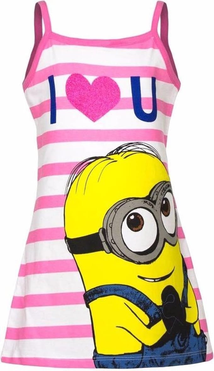 Minions jurkje wit/roze voor meisjes 98 (3 jaar)