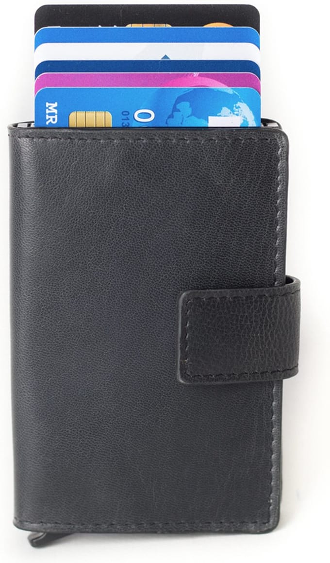 Figuretta Leren Cardprotector RFID Compact Creditcardhouder Zwart