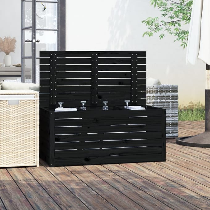 vidaXL - Tuinbox - 101x50,5x46,5 - cm - massief - grenenhout - zwart