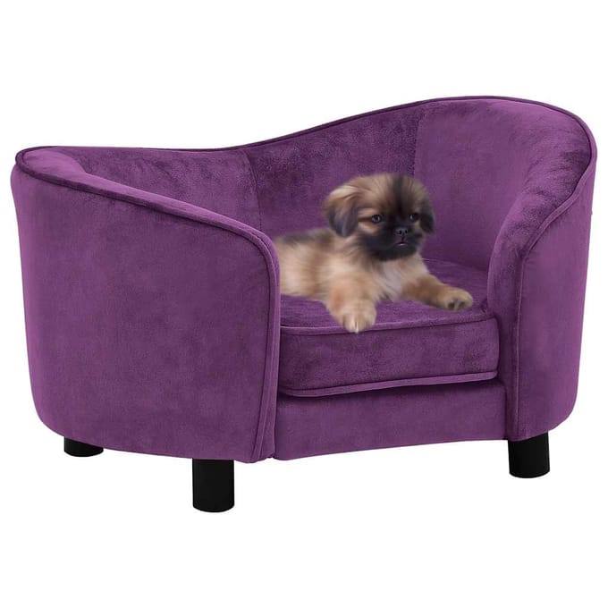 vidaXL - Hondenbank - 69x49x40 - cm - pluche - bordeauxrood
