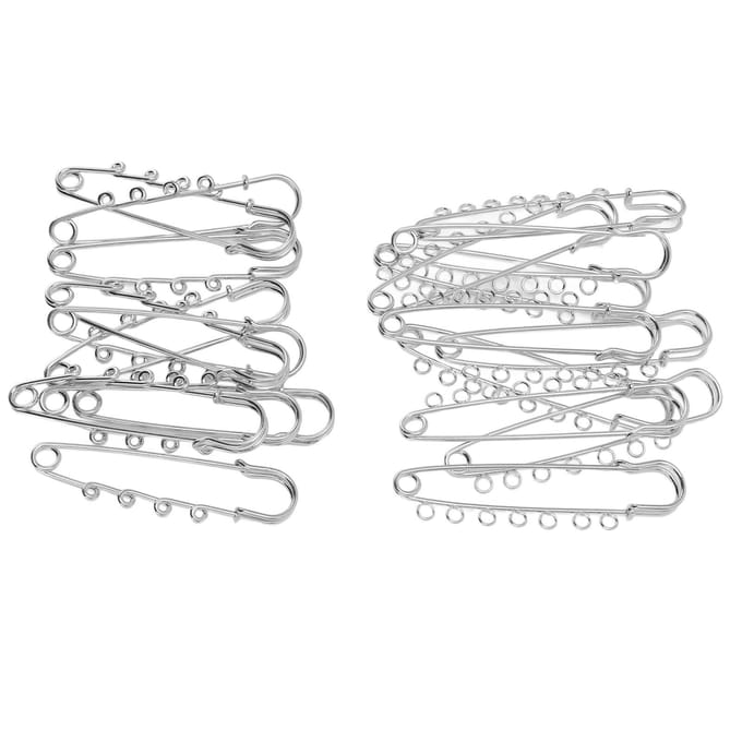 20pcs Grandes Épingles de Sûreté Robuste 7 4 Boucles Assorties Alliage Broche Épingles Accessoires DIY Vêtements white