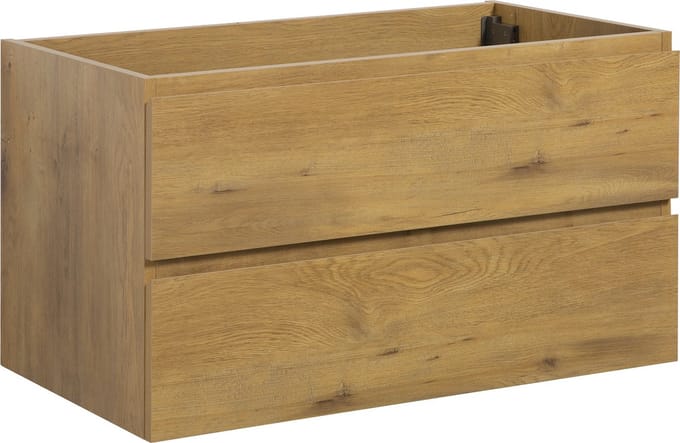 Badplaats Wastafelkast Angela 90 x 48 cm – Eiken – Hangend Wastafelmeubel Met Lades
