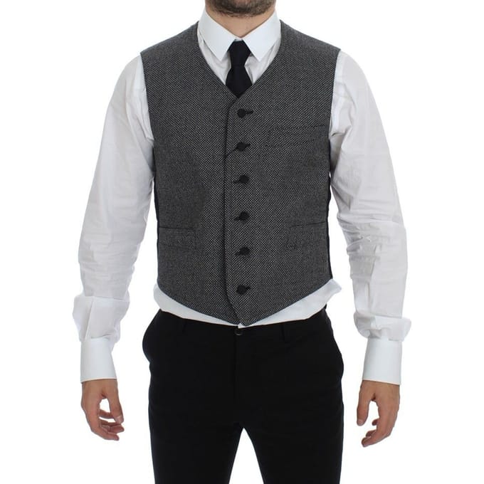 Grijs Wol Vest Klassieke Pasvorm