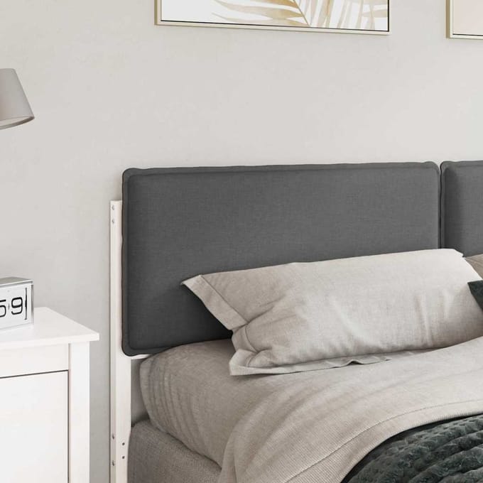 vidaXL - Gestoffeerd - hoofdbord - met - hoofdeinde - Wit - en - Lichtgrijs - 180 - cm