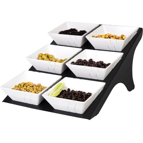GGM Gastro Etagerie / Buffetständer - Schwarz - inkl. 6 Melaminschalen - eckig Zwart / Wit