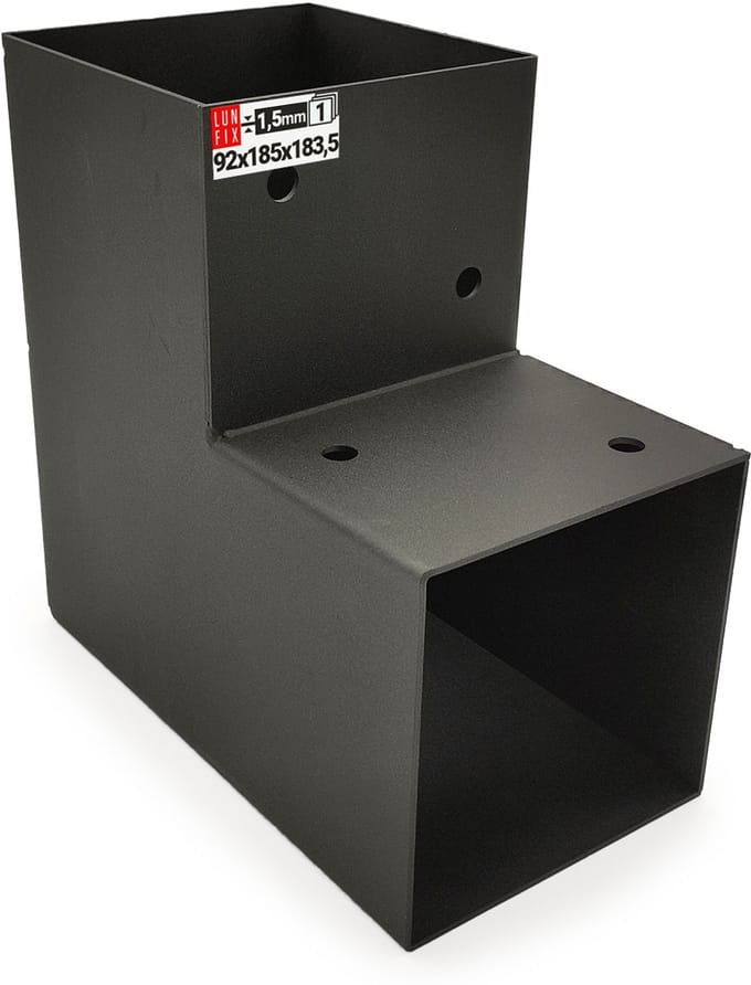 LUN FIX - Vierkante Balkconnector L 90x90mm steun voor palen 2 eindes