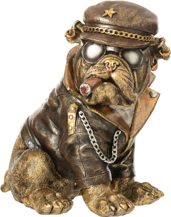 J-Line decoratie Bulldog Sigaret A - polyresin - bruin