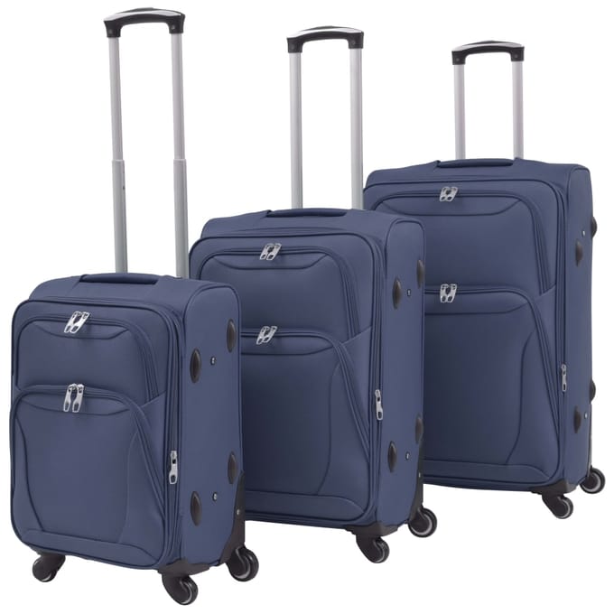 vidaXL - Trolleyset - marineblauw - 3-delig
