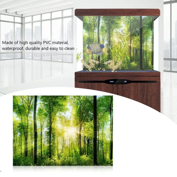 3D Effect Zelfklevende Bosposter voor Aquarium Vissenkom Decoratie 61 x 41cm yellow