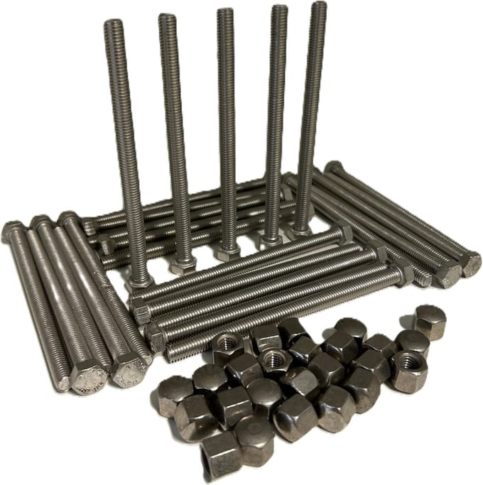 25 Tapbouten zeskant M8 x 120 DIN 933 Rvs A2 inclusief Rvs dopmoeren