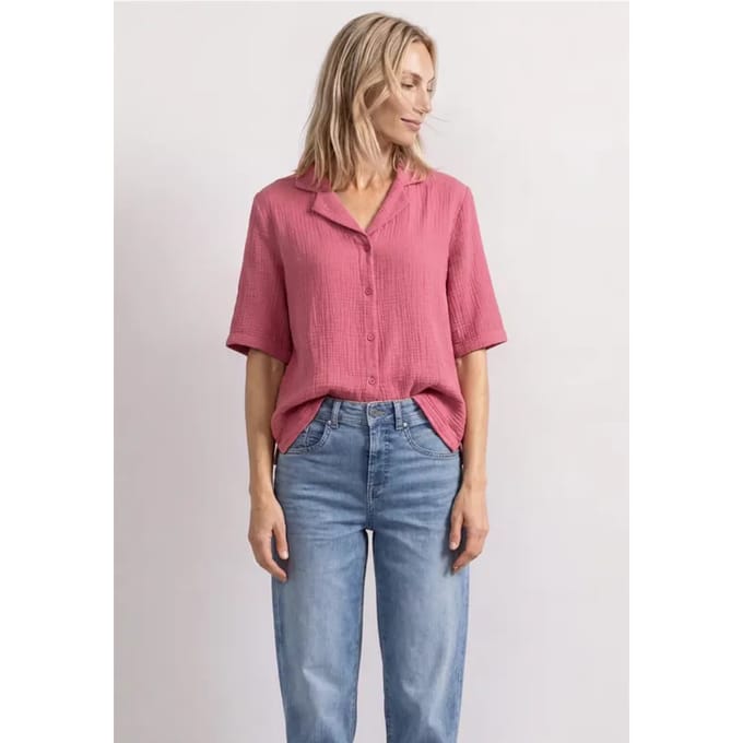 Mousselineblouse met bowlingkraag