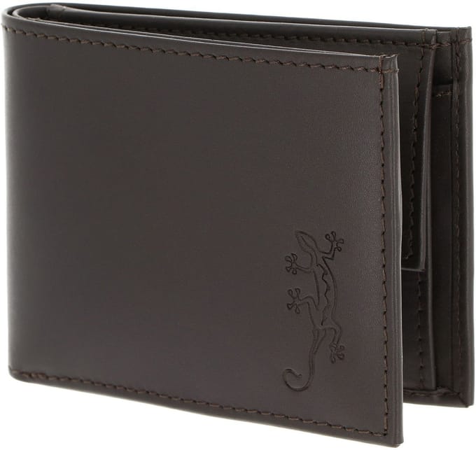 oxmox Leren portemonnee Leather RFID Protect Pocketbörse Lizard Embossed Brown donkerbruin