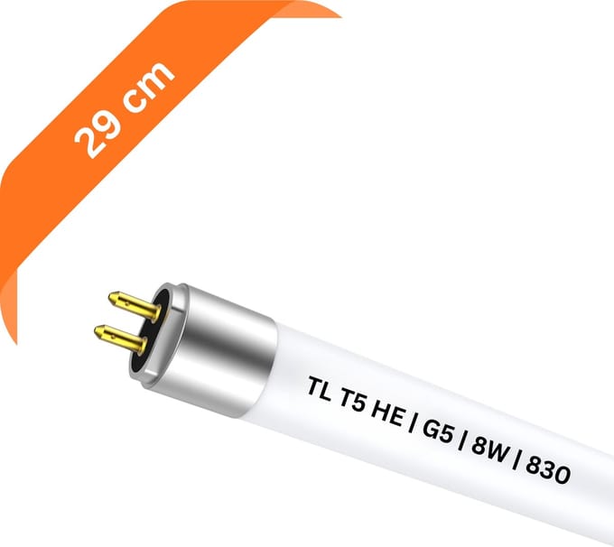 T5 TL lamp 29 cm – 830 Warm Wit 3000K – 8W – G5 fitting – Ø 1.6 cm