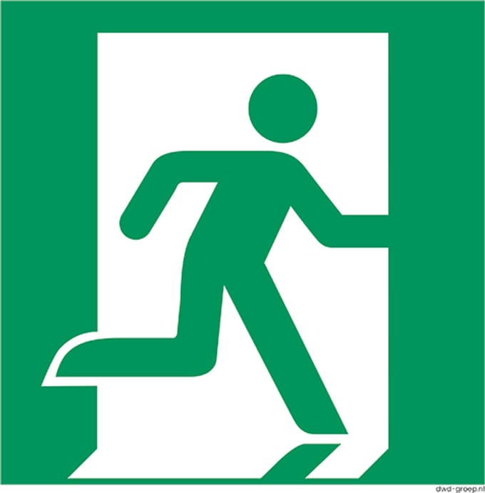 Nooduitgang bord pictogram rechts 200x200 mm - ISO 7010 E002