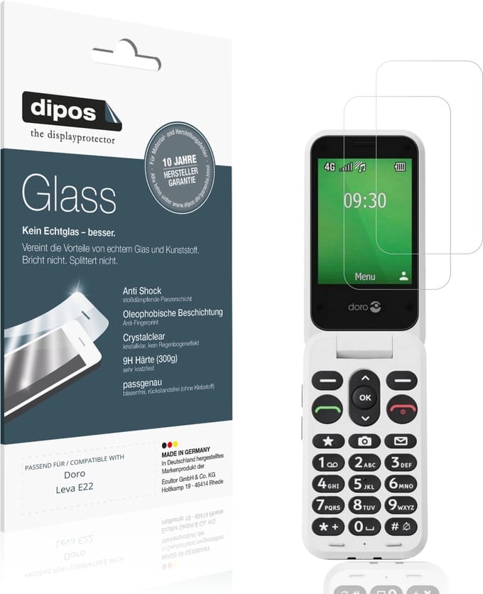 dipos – 2x Pantserfolie geschikt voor Doro Leva E22 | 9H Screenprotector