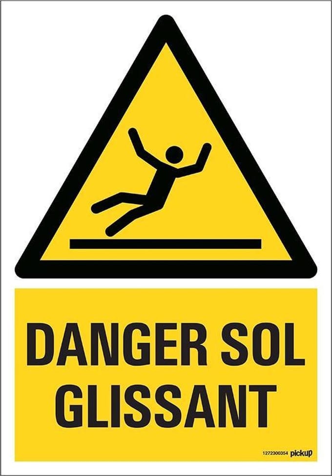 Pickup bord panneau 23x33 cm Combi - Danger sol glissant