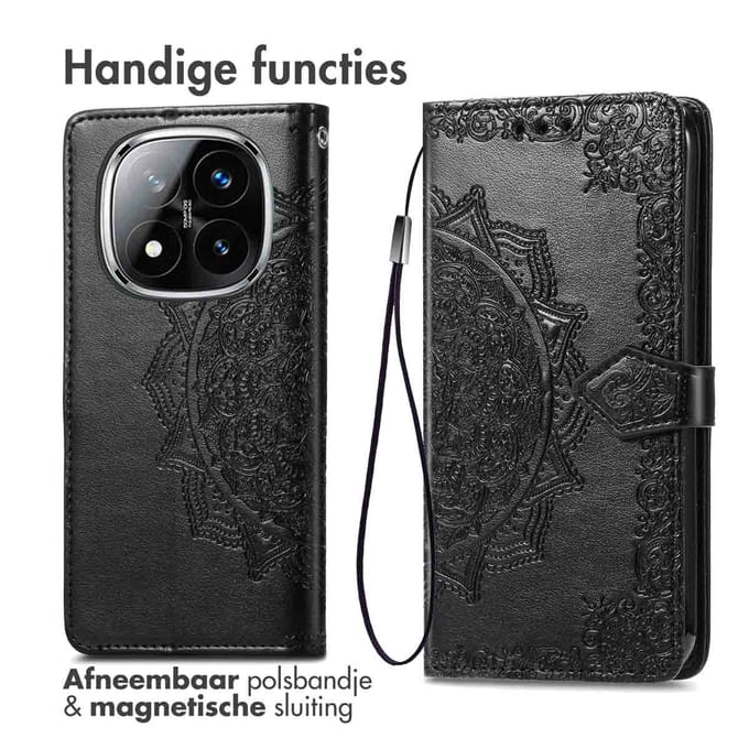 imoshion Hoesje - Geschikt voor Xiaomi Redmi Note 14 Pro 5G - Mandala Bookcase - Zwart
