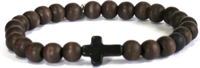 Heaven Eleven Men - Bruin Hout Granaat Kruis 8mm- 21cm