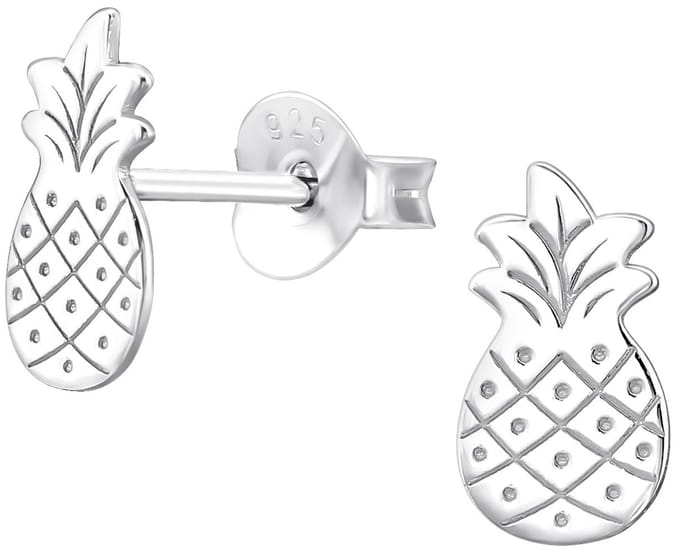 Joy|S - Zilveren ananas oorbellen - 5 x 9 mm - oorknoppen