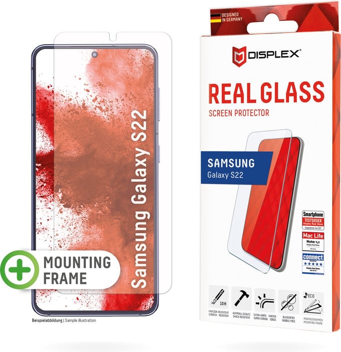 Displex Real Glass Premium Screenprotector met Applicator voor Samsung Galaxy S22 - Transparant