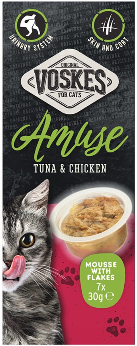 Voskes Kattensnack Mousse Tonijn&Kip - 7x30 gr