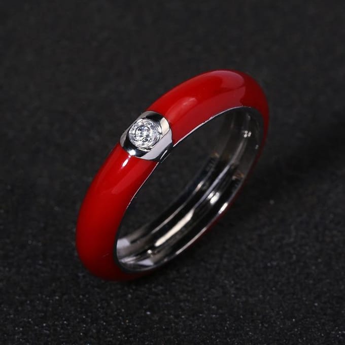 Creatieve Ring voor Dames Europees en Amerikaans Retro Gekleurde Emaille Ring Verguld Minimalistisch No. 7 red
