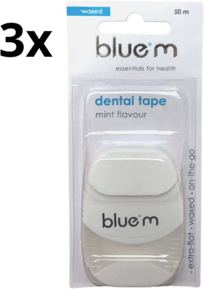 Bluem Dental Floss Tape Waxed - 3 x 50 meter - Voordeelverpakking