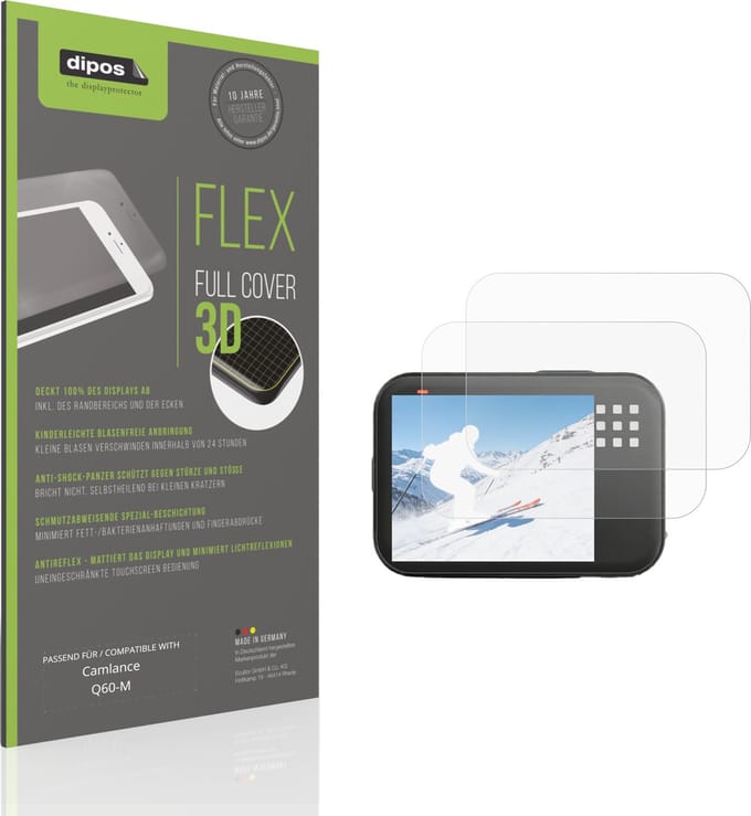 dipos FLEX – 2x Matte Screenprotector geschikt voor Camlance Q60-M | Volledige Schermbescherming | Case-Friendly