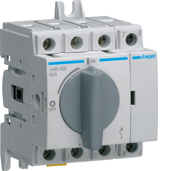 Hager - Hoofdschakelaar 4P 63A 3,5MOD - HAB406