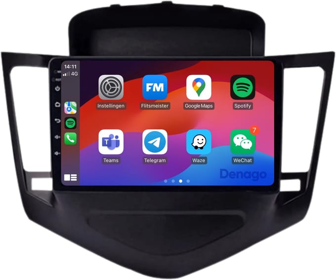 CarPlay autoradio geschikt voor Chevrolet Cruze (2008 t/m 2012) | 9 inch | Android 16 | Draadloos Apple CarPlay & Android Auto | 2GB + 32GB | QuadCore processor | Denago DNG-A112 | 2025 model | 2008 2009 2010 2011 2012 | Bluetooth & Wifi