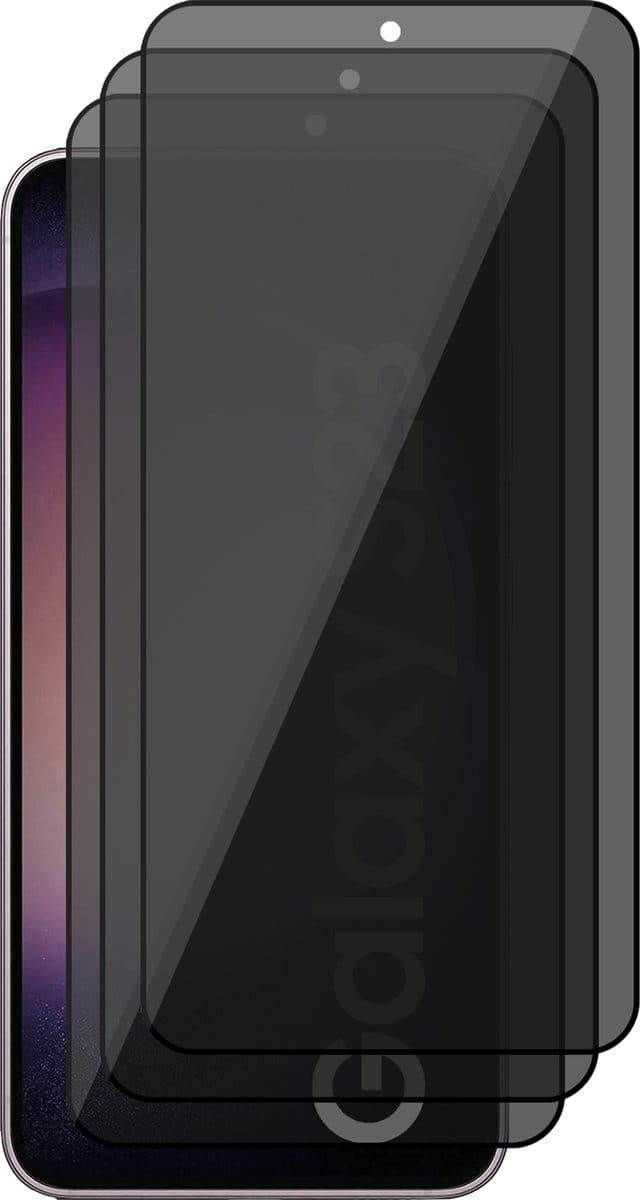 Privacy Screenprotector geschikt voor Samsung Galaxy S23 - 3x Glas Screen Protector FullGuard
