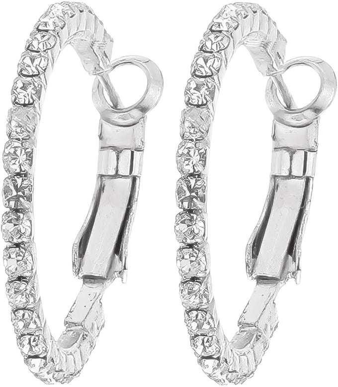 Behave - Oorring - Zilverkleur met Kristal Steentjes - 2.5 cm diameter