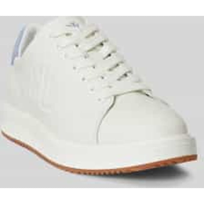 Sneakers van echt leer met gestikt logo