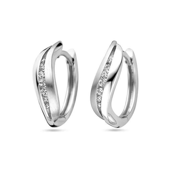 Zilver Gerhodineerd Klapoorringen Zirkonia 1338037
