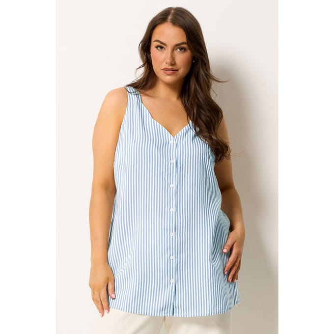 Yours Blauwe Gestreepte Top Met Knopen Size 42