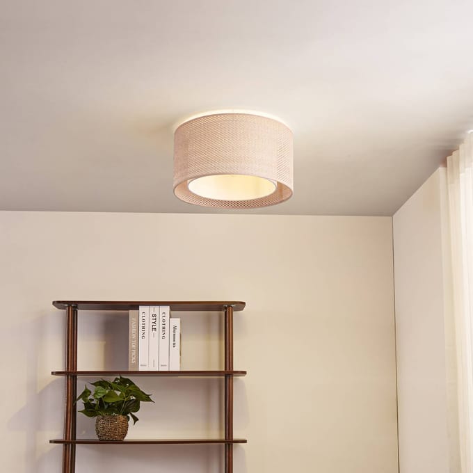 Lindby - plafondlamp - 1licht - PVC, textiel, kunststof - H: 22 cm - E27 - beige