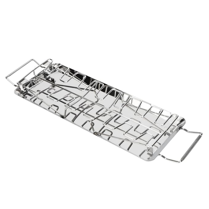 Support de Grill Pliant en Acier Inoxydable pour Pilon de Poulet avec Lèchefrite Accessoire de Barbecue white