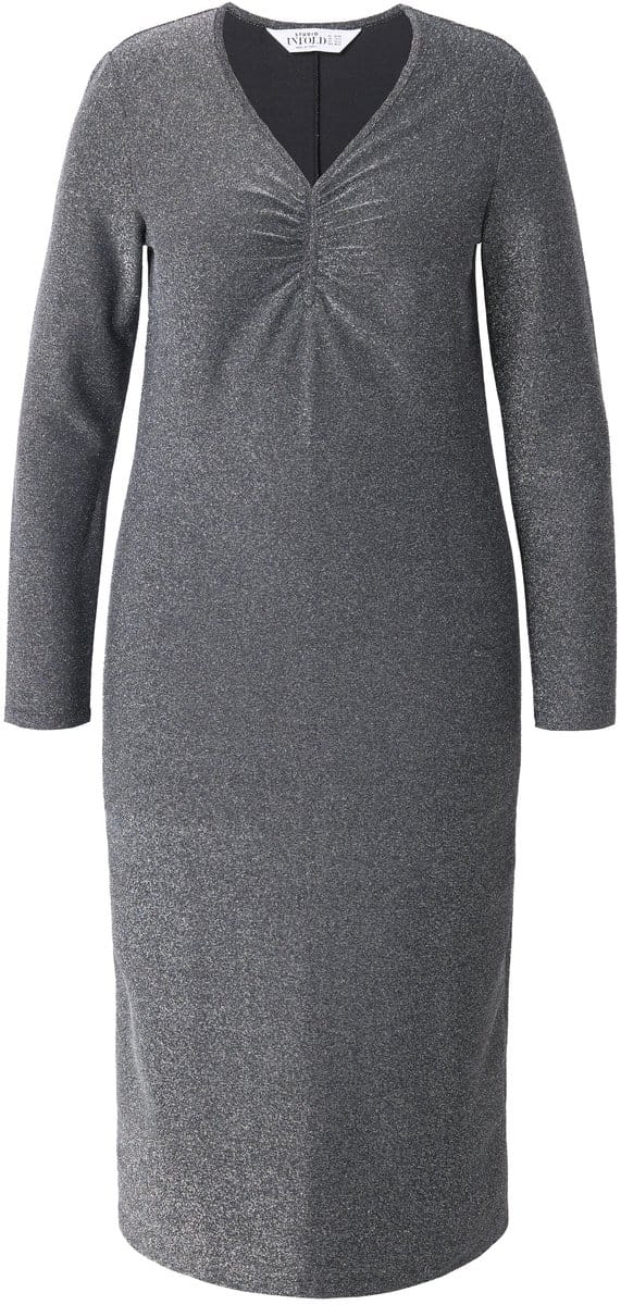 Studio Untold - Dames - Midi-jurk glitters A-lijn - Zwart - Maat 46+