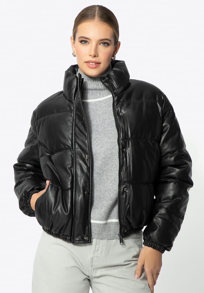 Wittchen Dames PUFF-jas in zwart imitatieleer