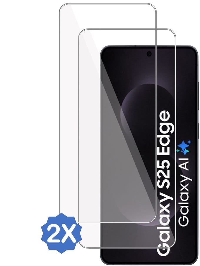 2x TechNow Screenprotector geschikt voor Samsung Galaxy S25 Edge Screenprotector - Gehard Glas - Rounded - Proteqt+
