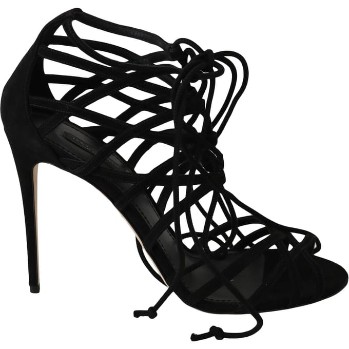 Dolce & Gabbana Zwarte Suède Strap Stiletto Sandalen