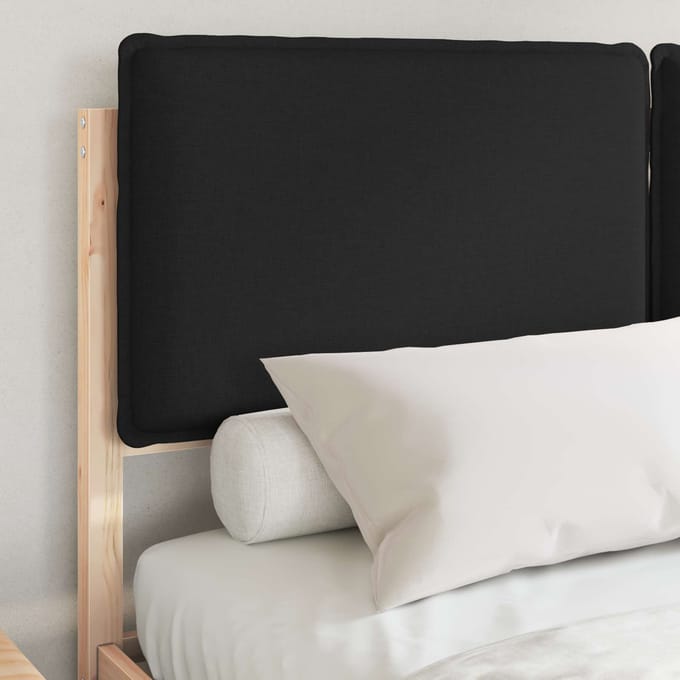 vidaXL - Bedframe - met - Gevoerde - Hoofdbord - Zwart - 160 - x - 200 - cm