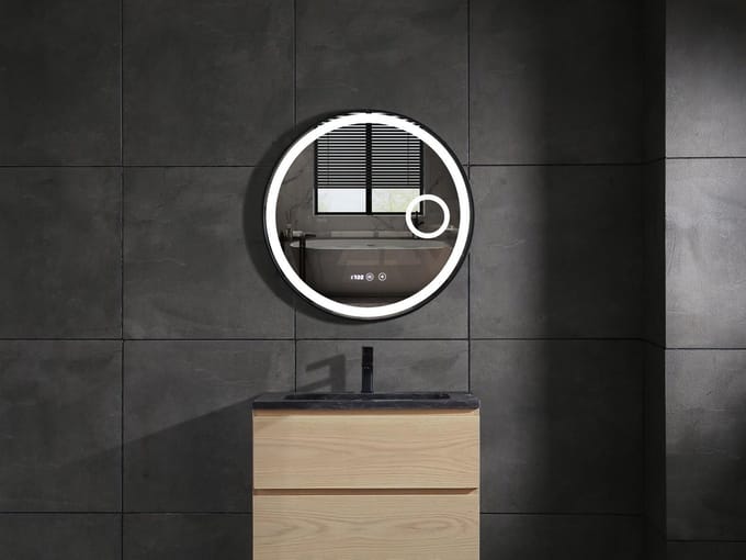Mawialux LED Badkamerspiegel - 80cm - Rond - Verwarming - Digitale klok - Julia